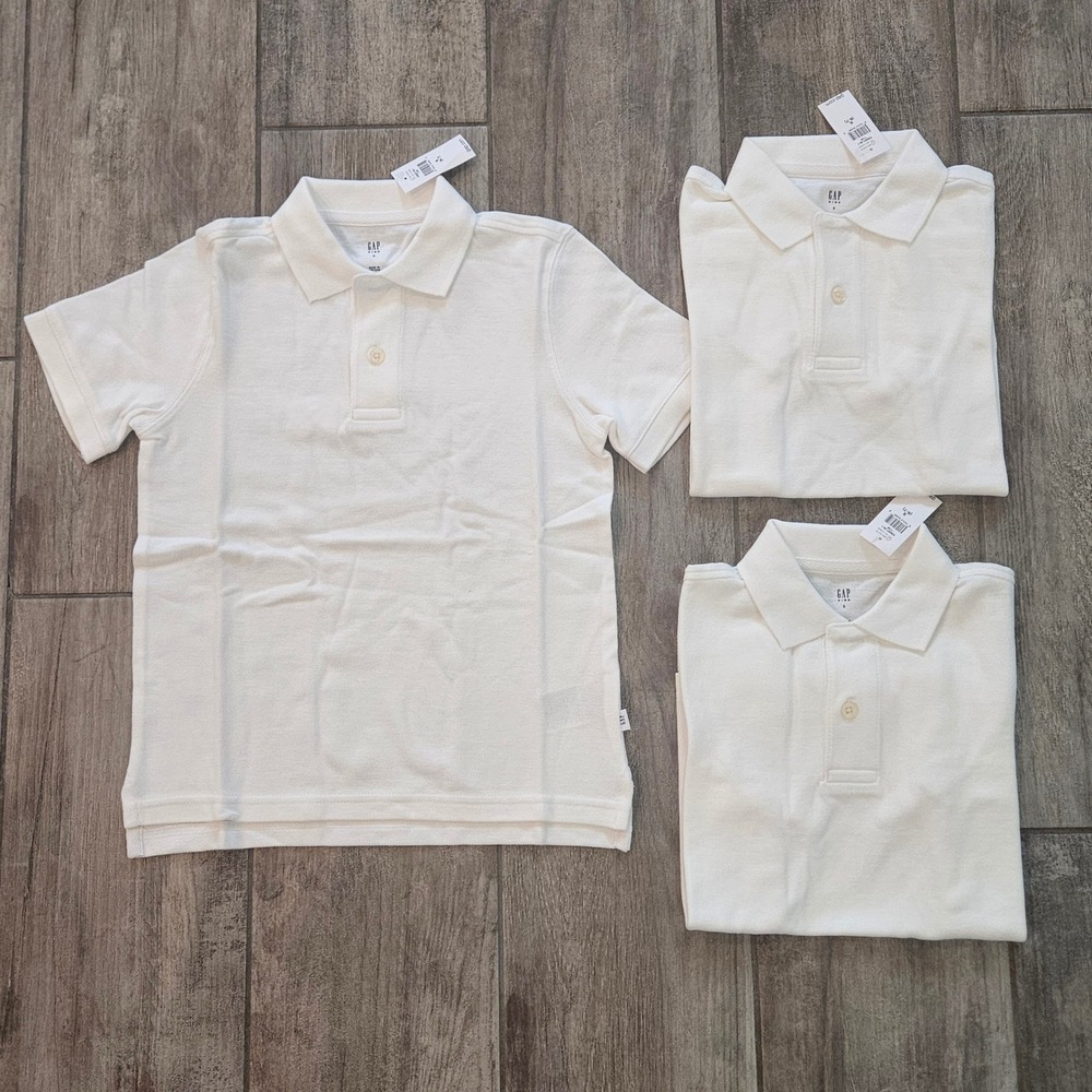 Gap Polo Shirt Lot of 3 Kids S 6-7 White NEW Short Sleeve Pique School Uniform